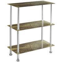 Regal Mit Glasfächern Bedruckt Glare B 60cm, Edelstahl/braun - Edelstahlfarben/Braun, MODERN, Glas/Metall (60/70/30cm) - Luca Bessoni