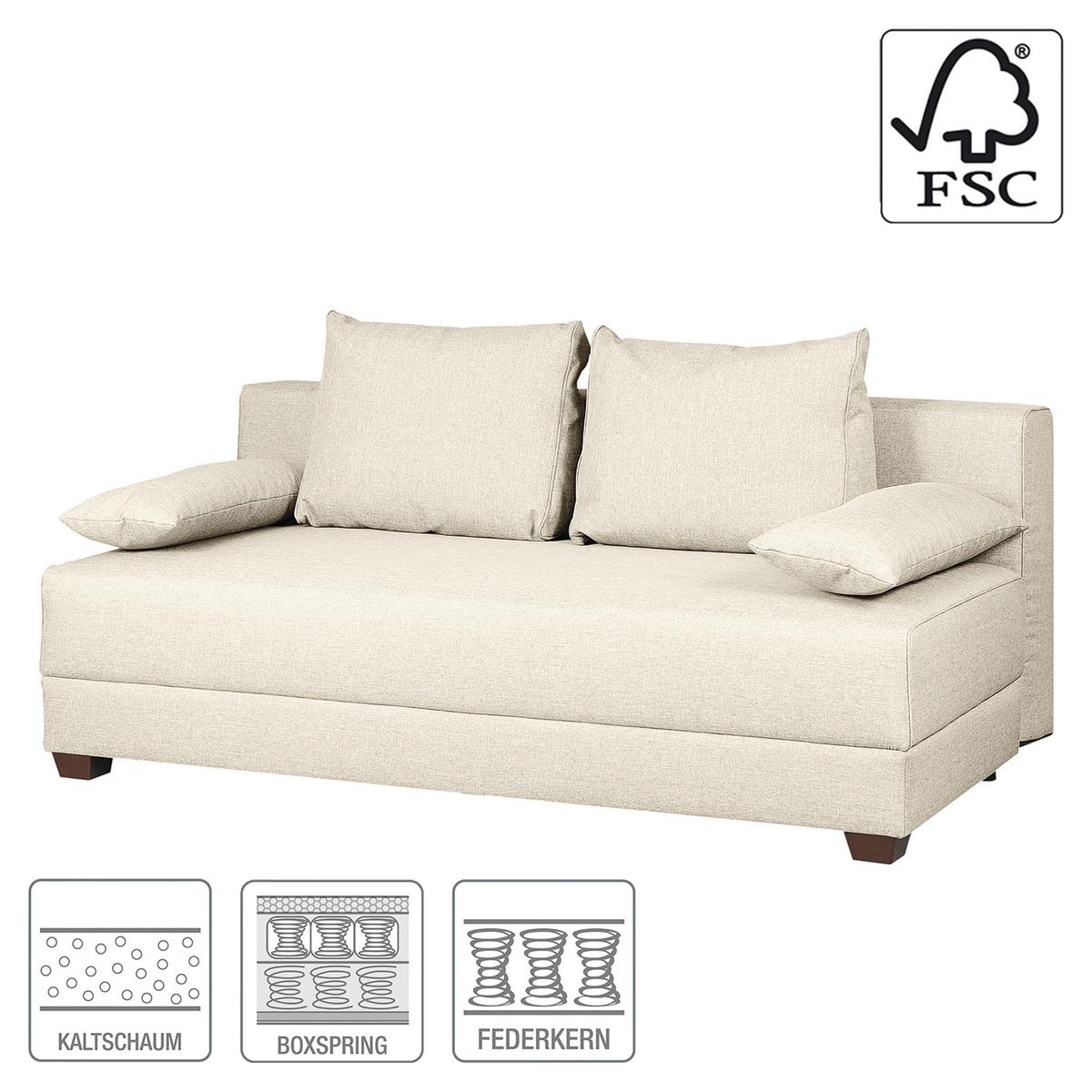 Schlafsofa Dingo, Creme B: 202 cm - Dunkelbraun/Creme, Design, Textil (202/85/110cm) - MID.YOU