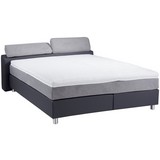 Boxspringbett mit Topper & H2/ H3 Matratze 160x200cm Hampton - Anthrazit/Alufarben, KONVENTIONELL, Textil (160/200cm) - Luca Bessoni