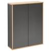 Hängeschrank Bad Finn BxH 60x75 cm, Anthrazit/Eiche - Eichefarben/Anthrazit, MODERN, Glas/Holzwerkstoff (60/75/18,5cm) - MID.YOU