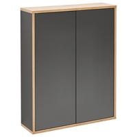 Hängeschrank Bad Finn BxH 60x75 cm, Anthrazit/Eiche - Eichefarben/Anthrazit, MODERN, Glas/Holzwerkstoff (60/75/18,5cm) - MID.YOU