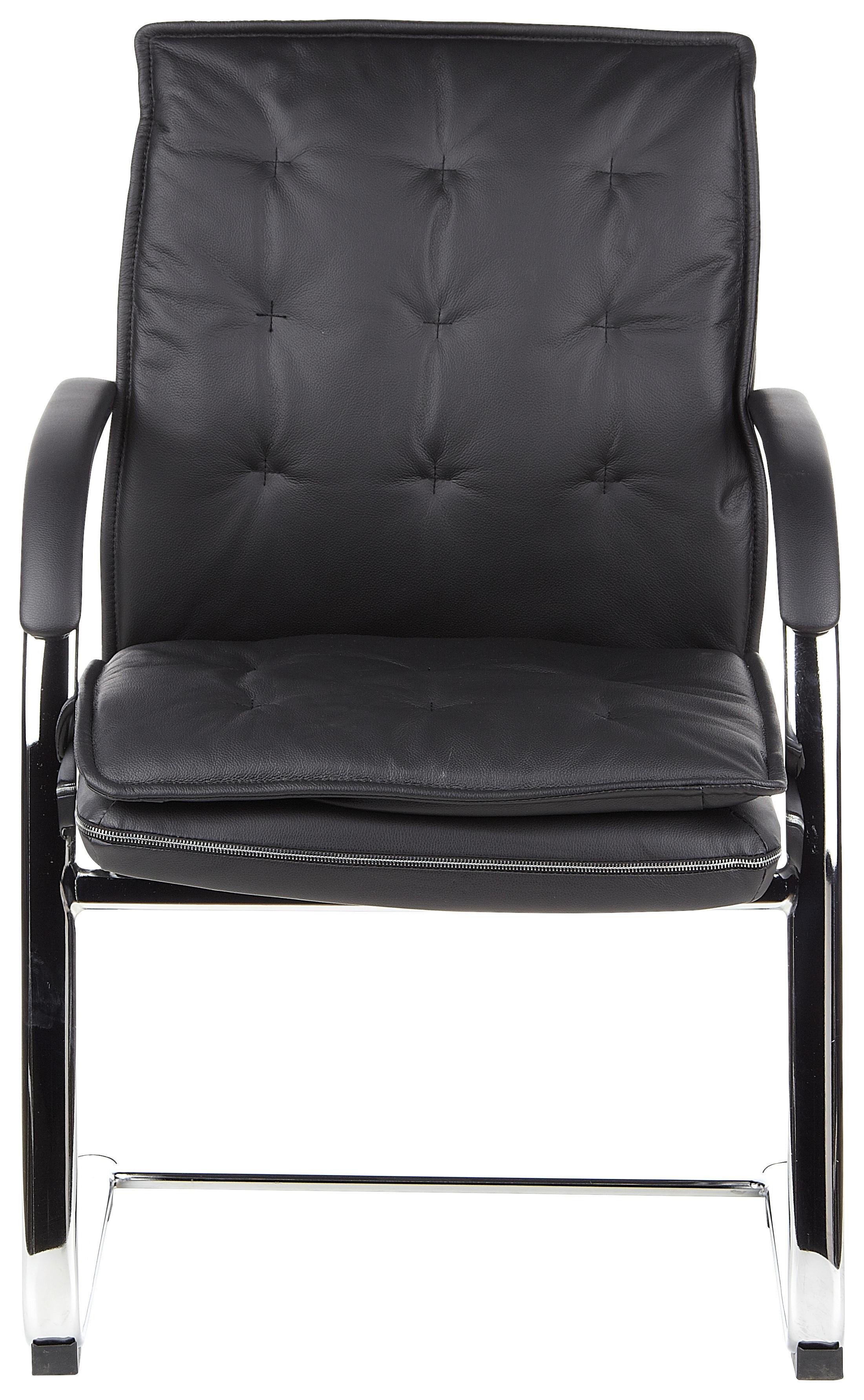 Besucherstuhl Villa Schwarz Bis 110 Kg - Schwarz, Basics, Leder/Metall (60/100/47cm) - MID.YOU