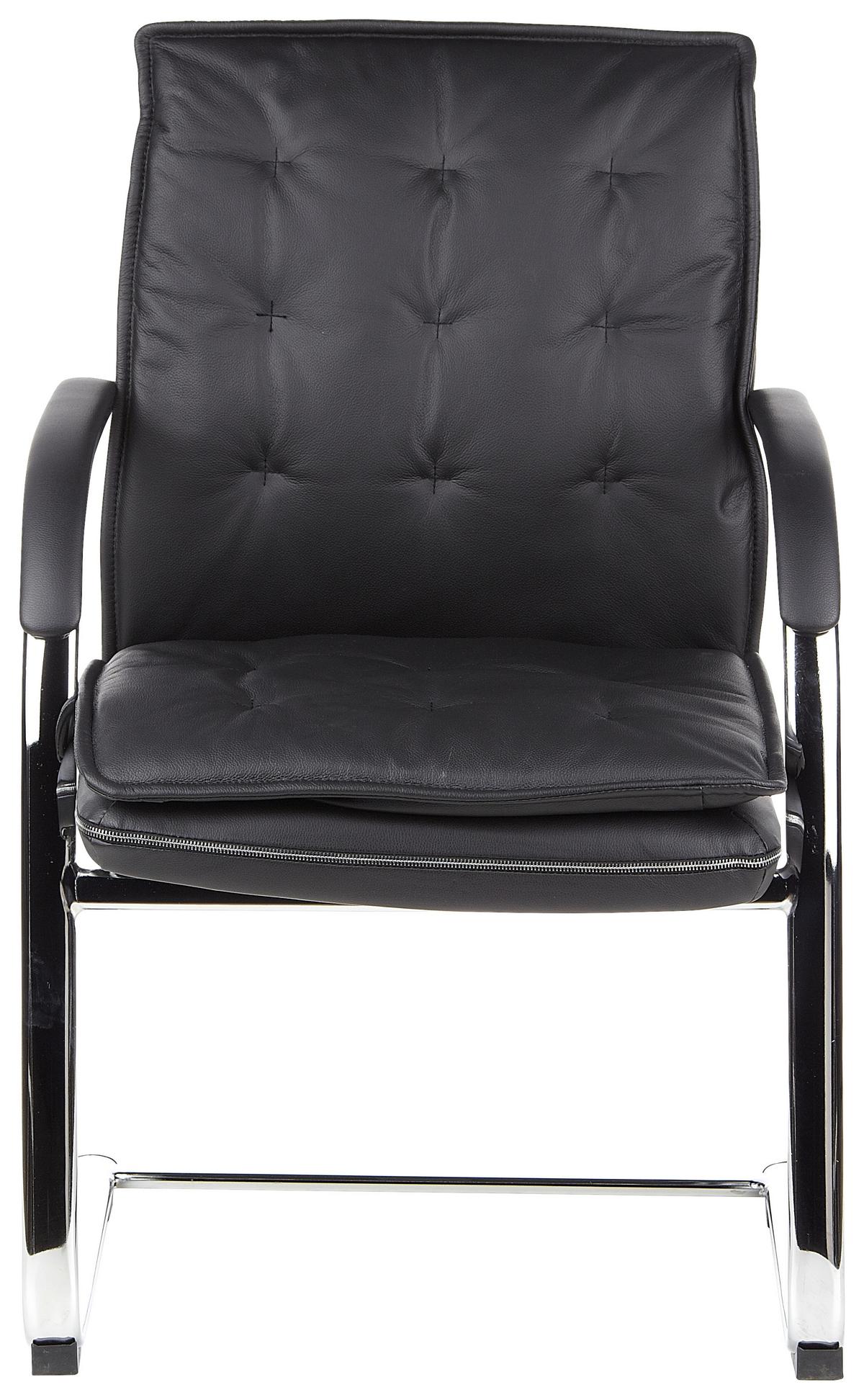Besucherstuhl Villa Schwarz Bis 110 Kg - Schwarz, Basics, Leder/Metall (60/100/47cm) - MID.YOU