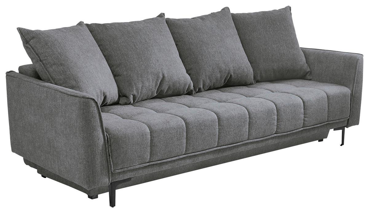 3-sitzer-sofa Mit Schlaffunktion Level B: 235 Cm - Schwarz/Grau, Design, Textil (235/70/108cm) - Livetastic