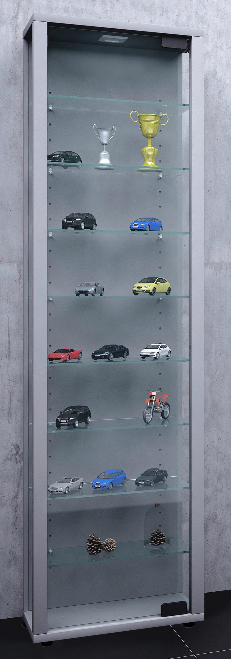 Vitrine Edana Silberfarben B: 33 cm - Transparent/Silberfarben, Design, Glas/Holzwerkstoff (33/113/18cm) - MID.YOU