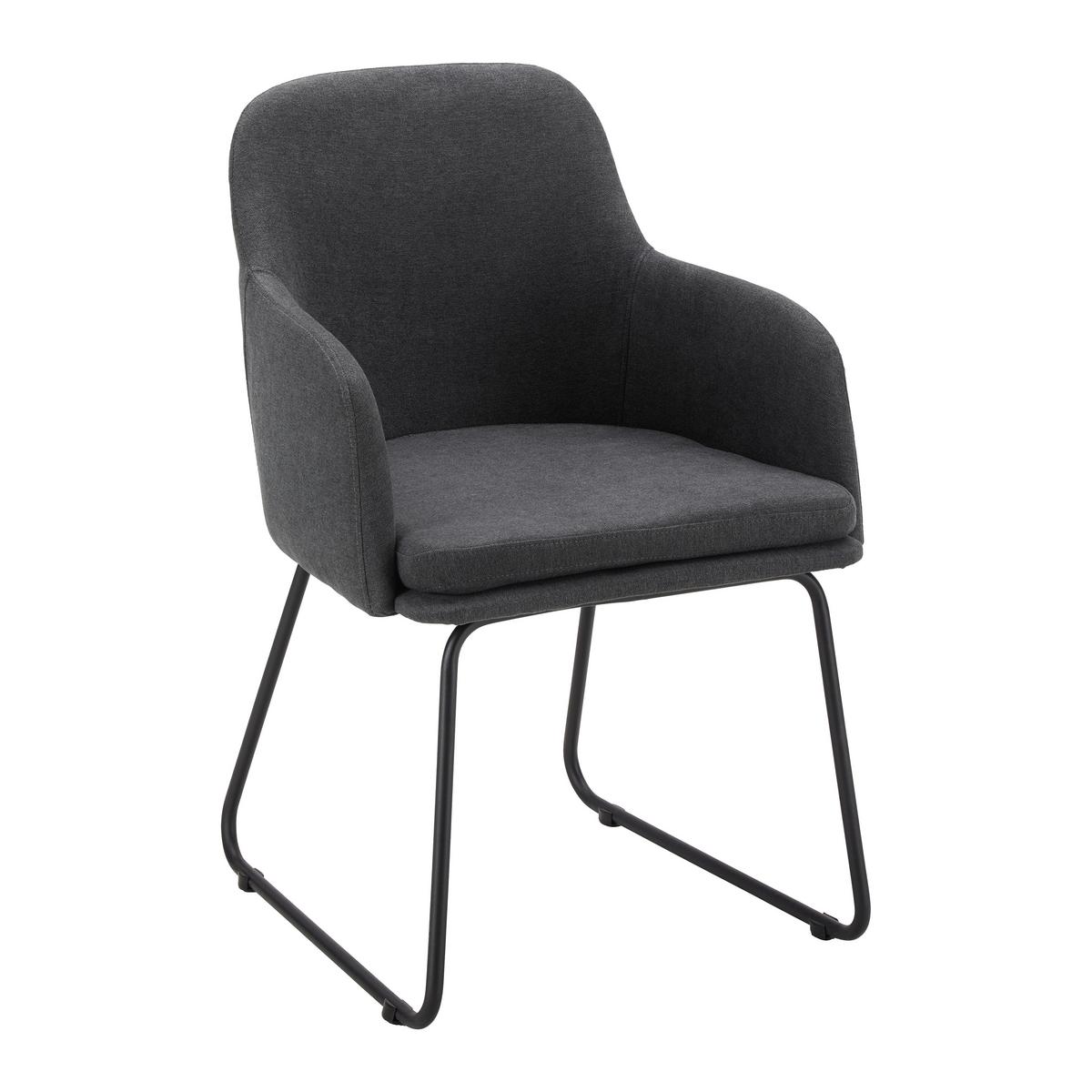 Stolička s podrúčkami MIA tmavosivá - čierna/tmavosivá, Modern, kov/textil (55,5/83/55cm) - Bessagi Home