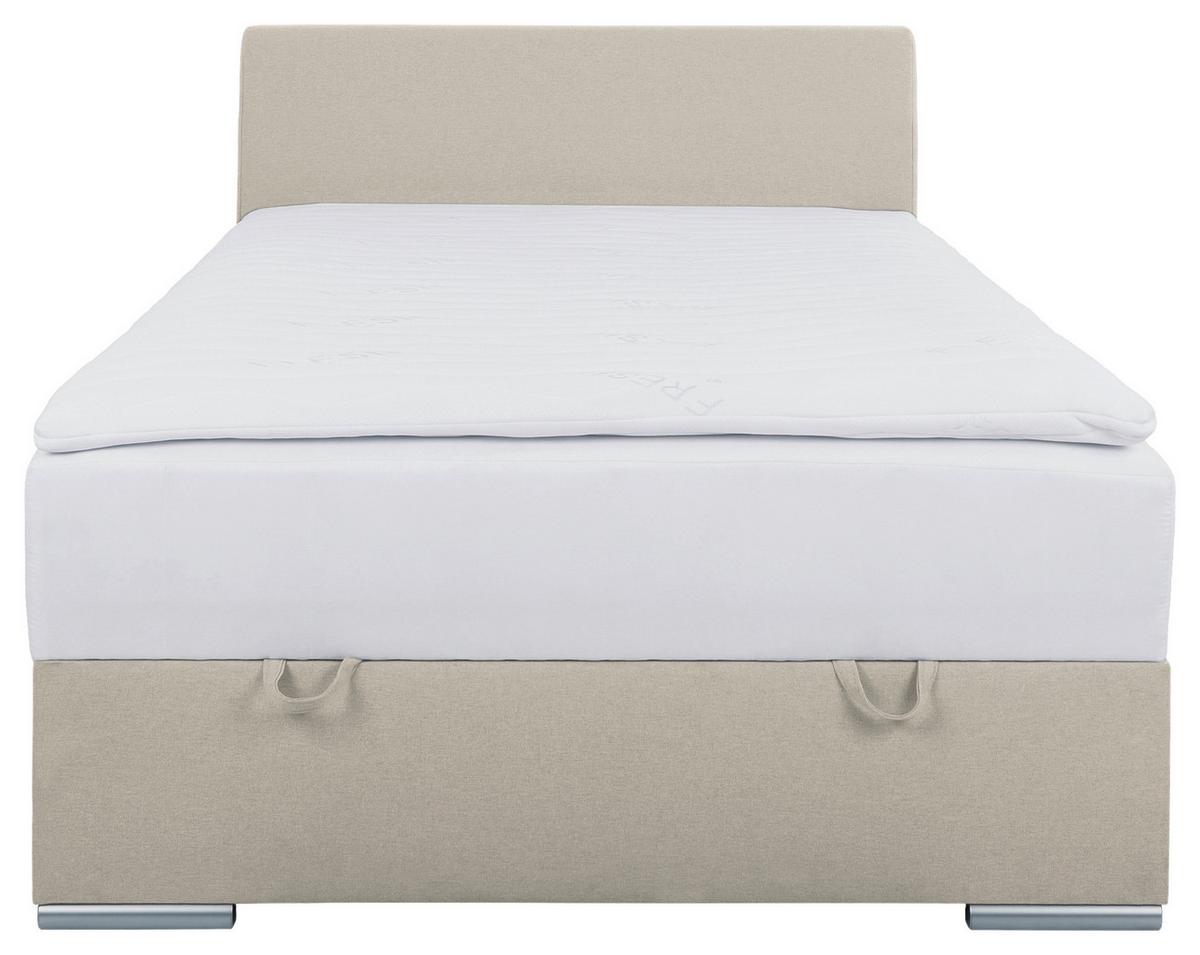 Polsterbett mit Matratze 120x200 Cosi Sandfarben - Sandfarben/Chromfarben, KONVENTIONELL, Holz/Textil (120/200cm)