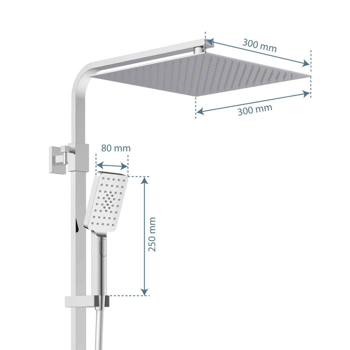Brausegarnitur Ocean Chrom 3-Fach verstellbar Anti-Kalk - Silberfarben, Design, Metall (3/80-120/37,5cm) - Schütte