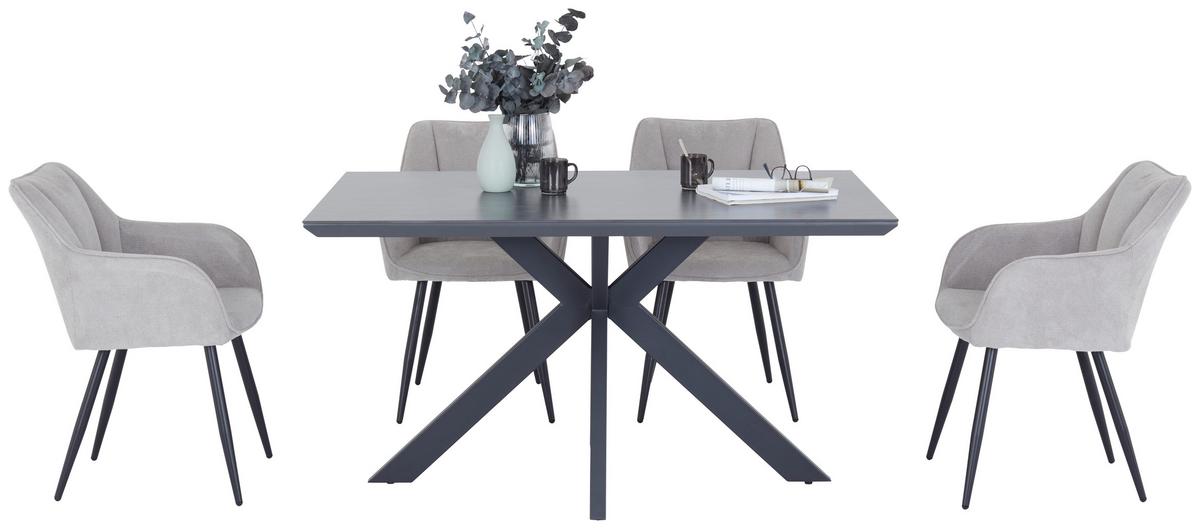 Étkezőasztal Steve 2 - fekete, Modern, faalapú anyag/fém (140/76/90cm)