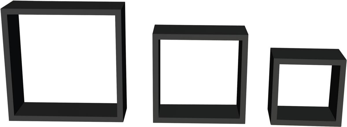 Wandregale Simple B: 30 cm Schwarz 3-teilig - Schwarz, MODERN, Holzwerkstoff/Kunststoff (30-27-24/30-27-24/12cm)