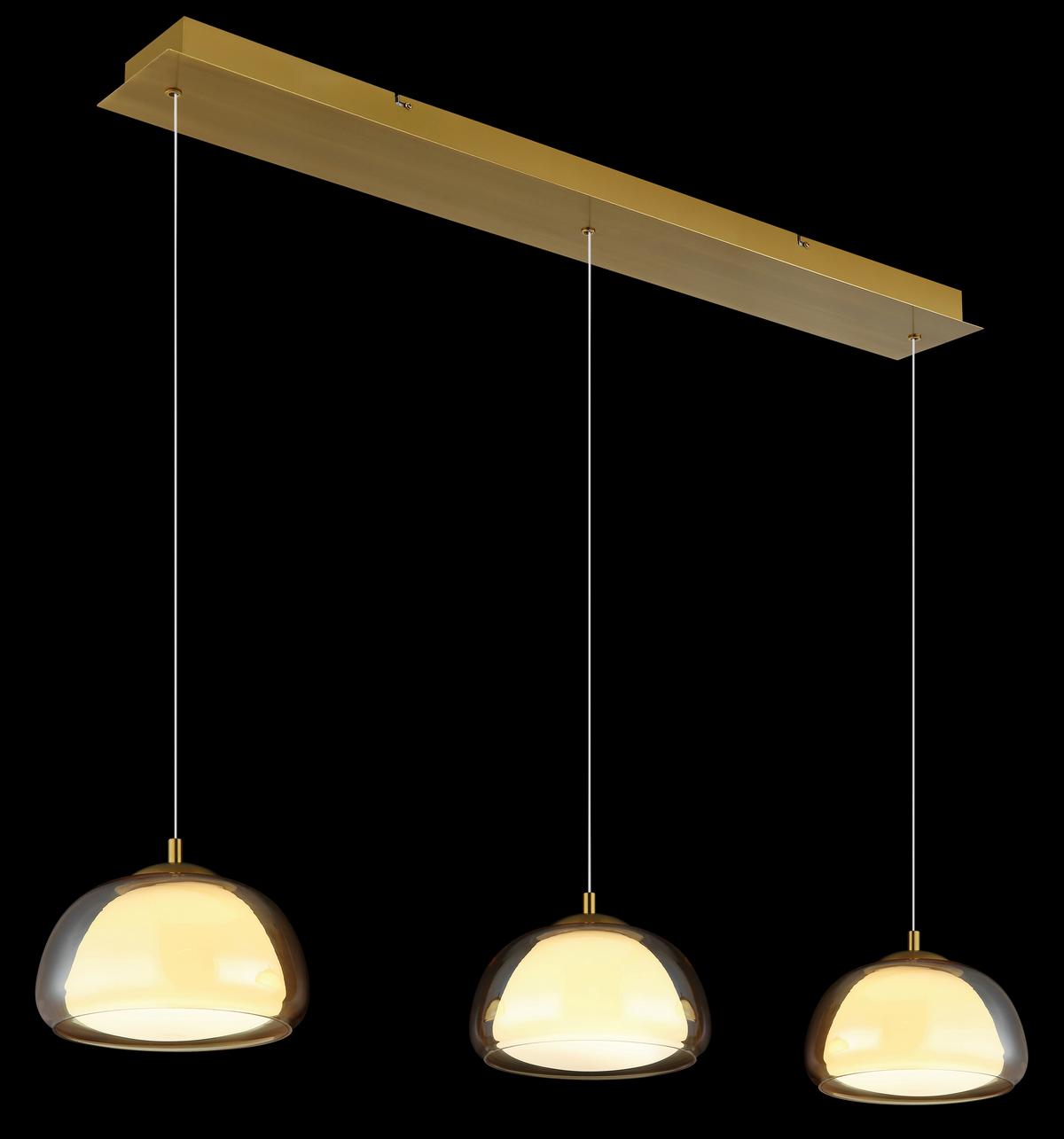Hängeleuchte Avila 230V ca. 117x25x150 cm - Transparent/Goldfarben, Design, Glas/Kunststoff (117/25/150cm) - Globo