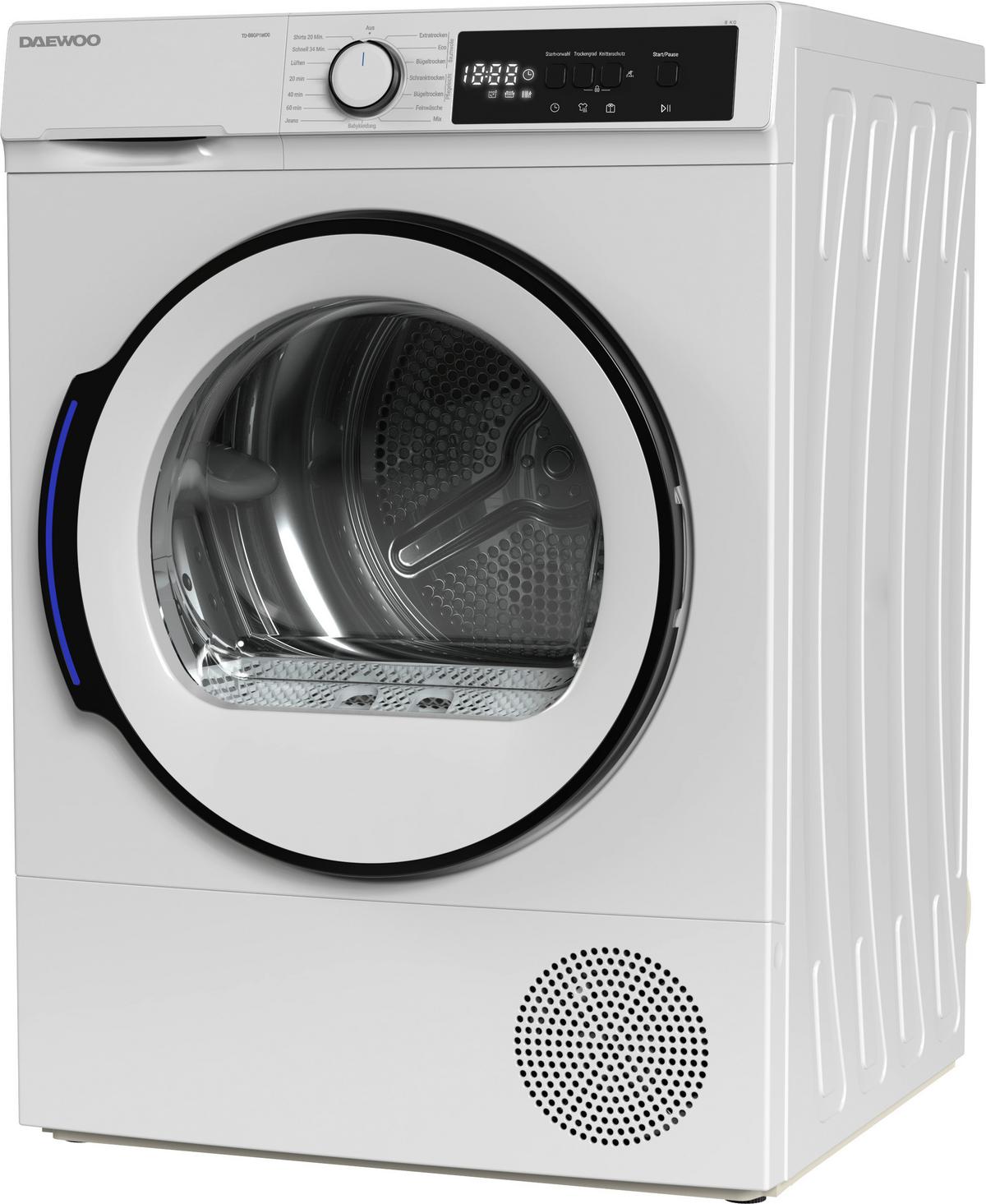 Wärmepumpentrockner 10840814 - Td-B8gp1wd0-De - Weiß, Basics, Glas/Kunststoff (59.6/84.5/60.9cm) - Daewoo