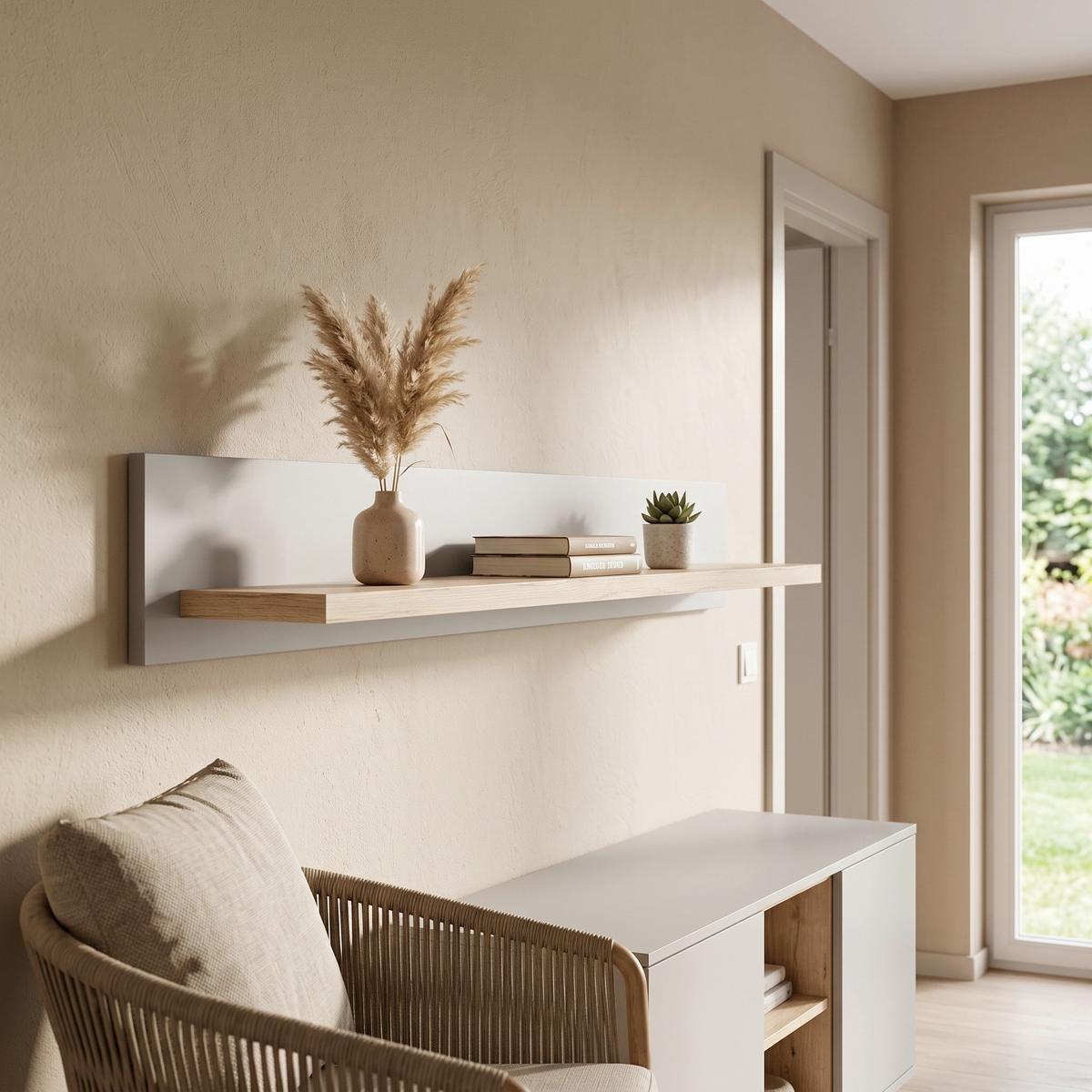 Wandboard Chambord Hellgrau/Eiche Dekor B: 150cm - Eichefarben/Hellgrau, Design, Holzwerkstoff (150/20/19cm) - MID.YOU