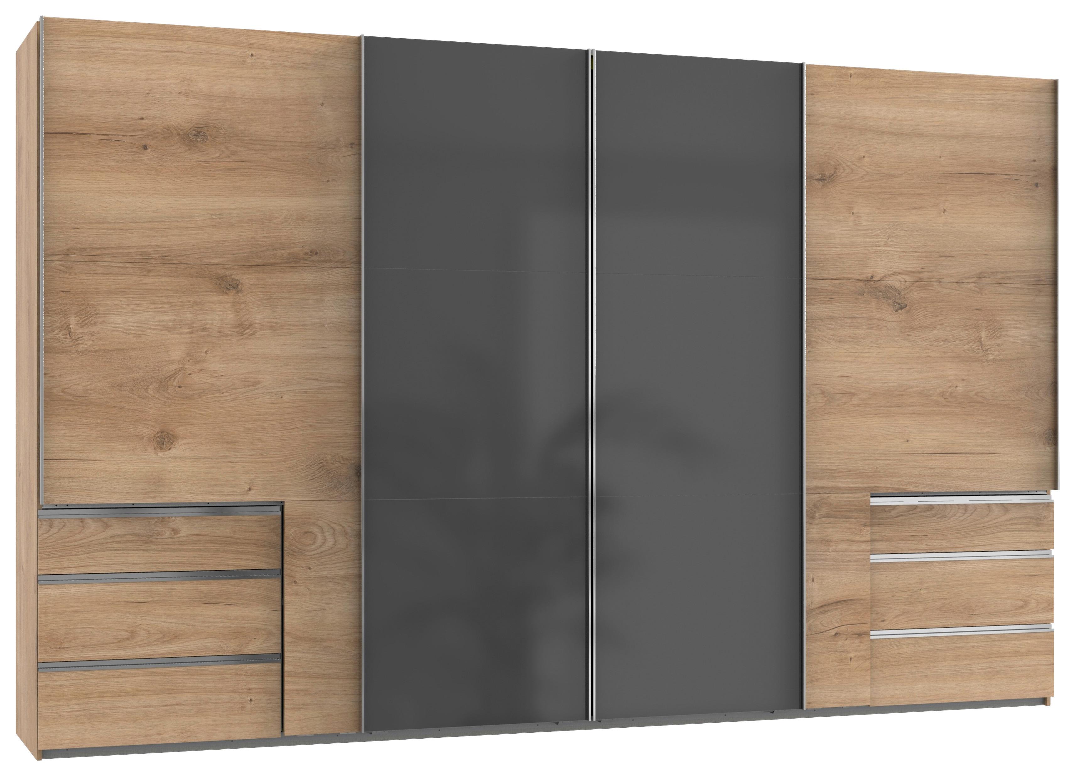 Schwebetürenschrank B: 350 Cm Level Grau/eiche Dekor - Eichefarben/Grau, MODERN, Holzwerkstoff (350/216/65cm) - MID.YOU