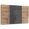 Schwebetürenschrank B: 350 Cm Level Grau/eiche Dekor - Eichefarben/Grau, MODERN, Holzwerkstoff (350/216/65cm) - MID.YOU