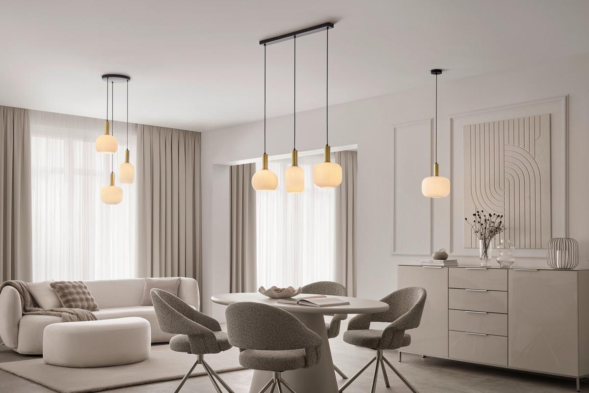 ZÁVESNÉ SVIETIDLO SCHER - čierna/biela, Modern, kov/sklo (84/20.5/120cm) - Mömax