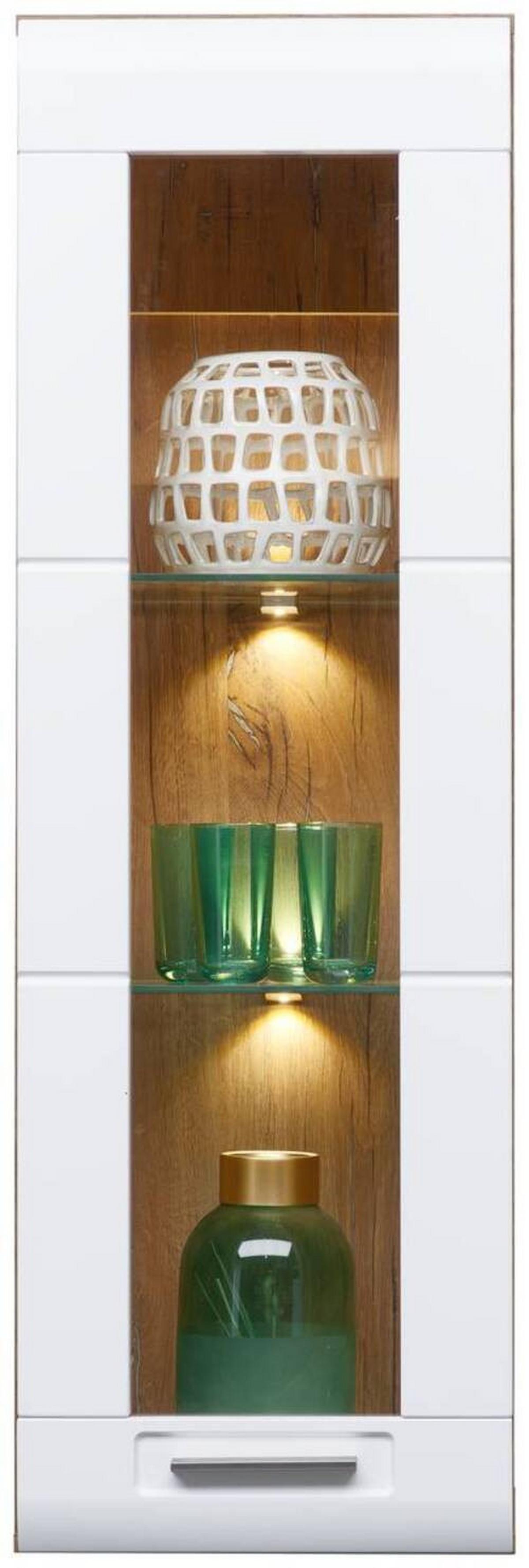 Wohnkombination 5-tlg. Auris, Weiß/eiche Dekor - Eichefarben/Weiß, MODERN, Glas/Holzwerkstoff (434,9/204,2/49,6cm) - Luca Bessoni