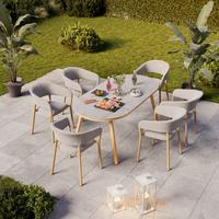 Gartentisch Kiel - Weiß/Naturfarben, MODERN, Kunststoff/Metall (180/74/90cm) - Beldano