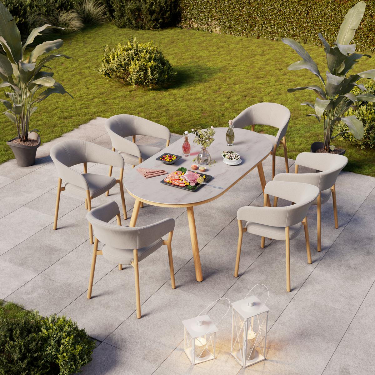 Gartentisch Kiel - Weiß/Naturfarben, MODERN, Kunststoff/Metall (180/74/90cm) - Beldano