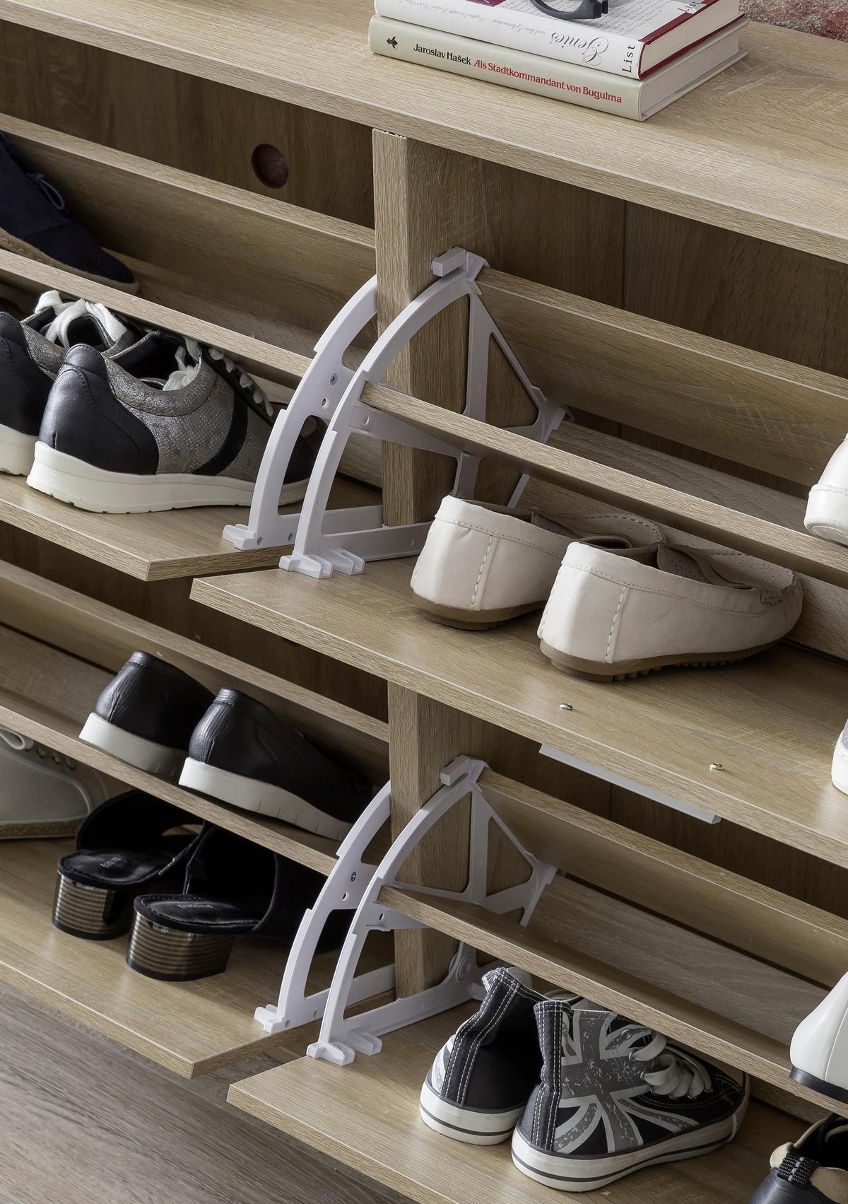 Schuhkipper 4 Klappen 24 Paar Eiche Dekor B: 120 cm - Sonoma Eiche, KONVENTIONELL, Holzwerkstoff (120/81/24cm) - MID.YOU