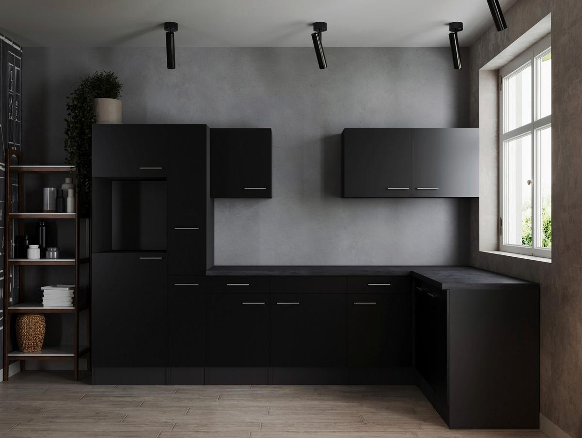 Eckküche Oliver Schwarz, Grau S: 310x172 Cm - Schwarz/Grau, Design, Holzwerkstoff (310/172cm) - Respekta