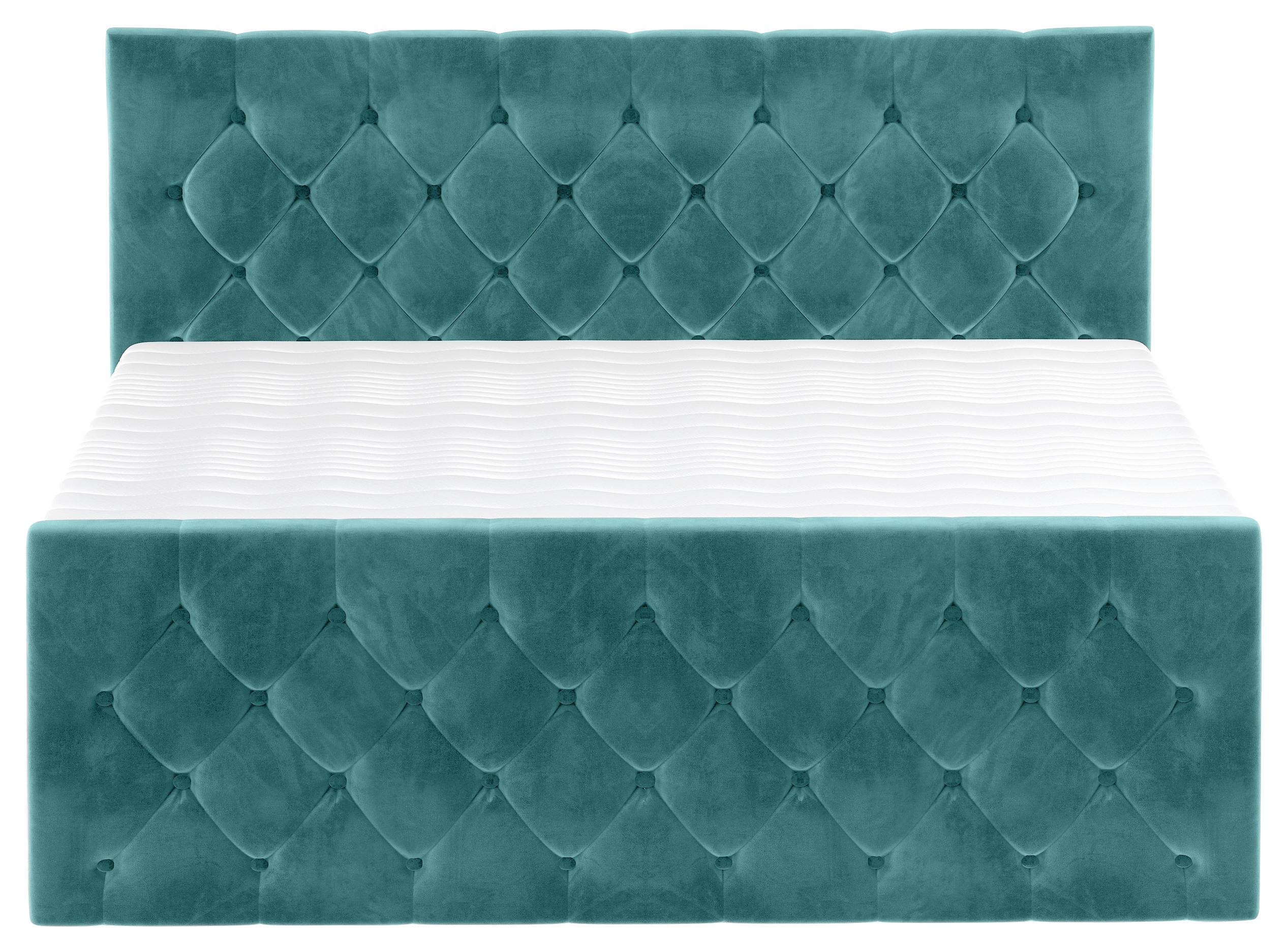 Boxspringbett Swing 9 Petrol 180x200 cm H2 - Beige/Petrol, ROMANTIK / LANDHAUS, Textil (180/200cm) - James Wood