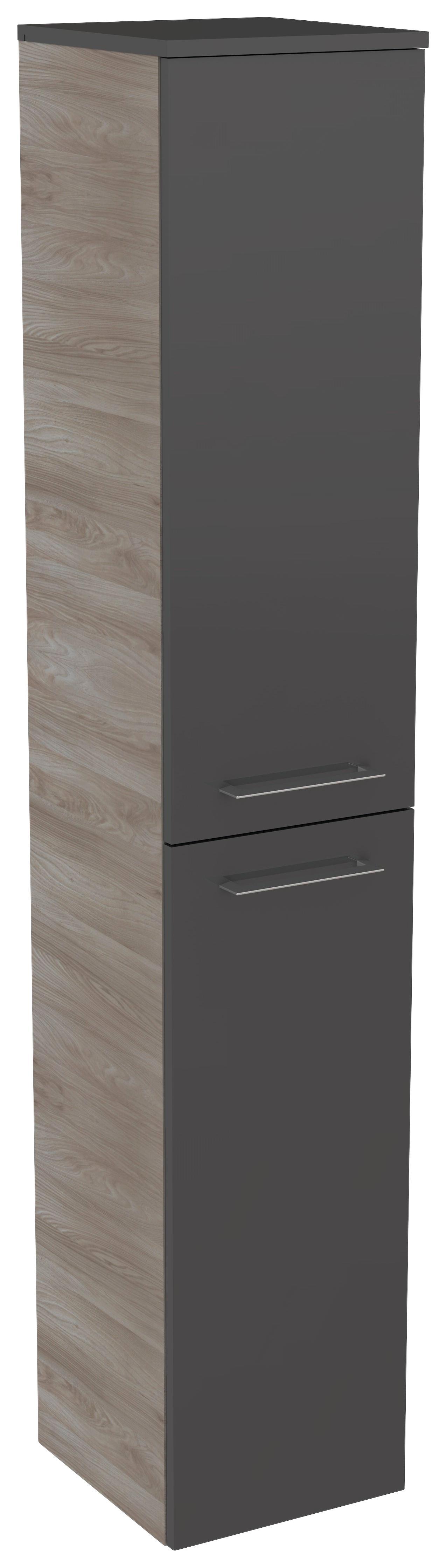Hochschrank Lima B:31cm Grau/esche Dekor - Eschefarben/Grau, MODERN, Glas/Holzwerkstoff (30,5/160,5/32cm) - Fackelmann