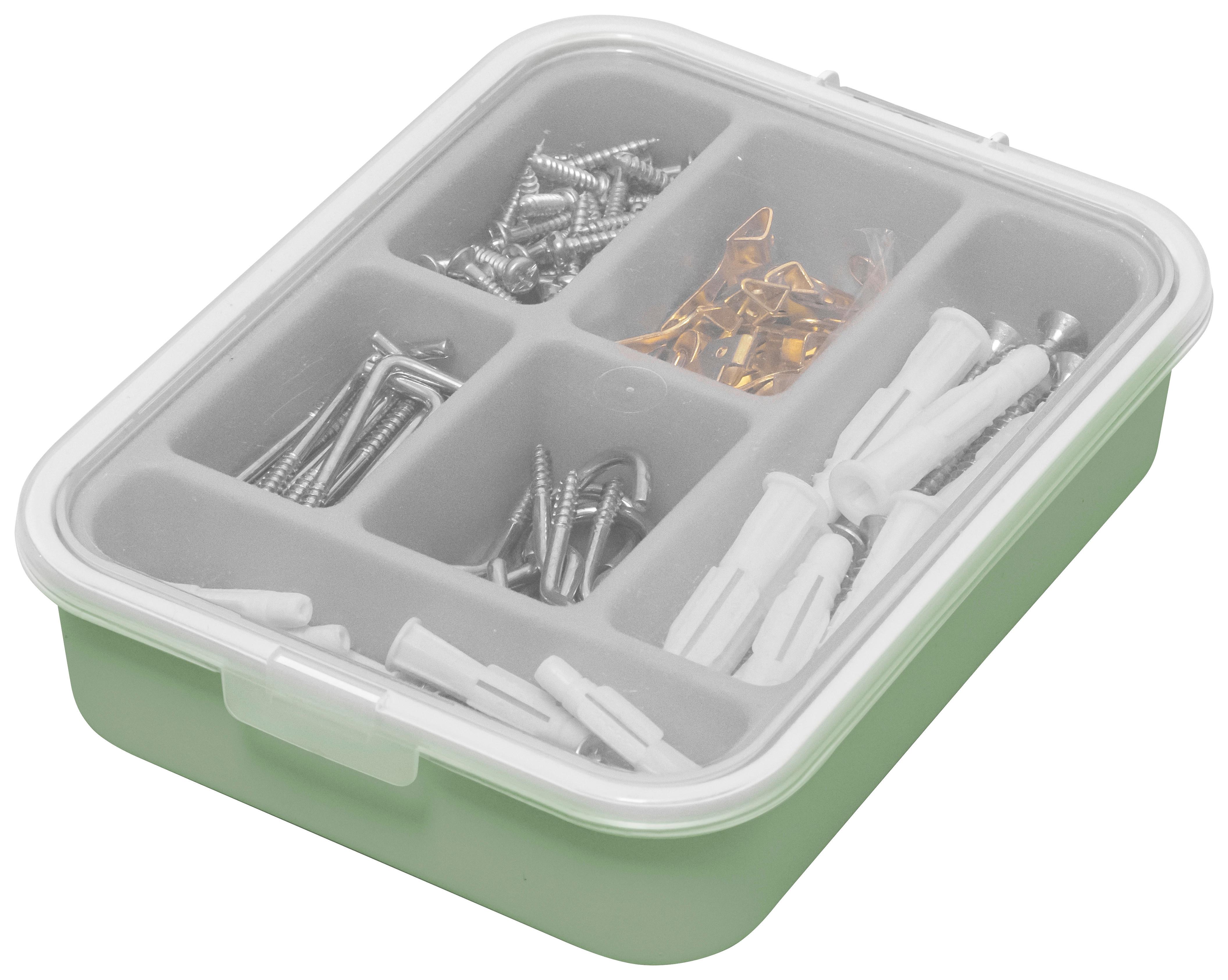 BOX SE ŠROUBY A HMOŽDINKAMI SUPI -KMA- - šedá/zelená, Moderní, kov/plast (18,5/14/4,3cm) - Mömax