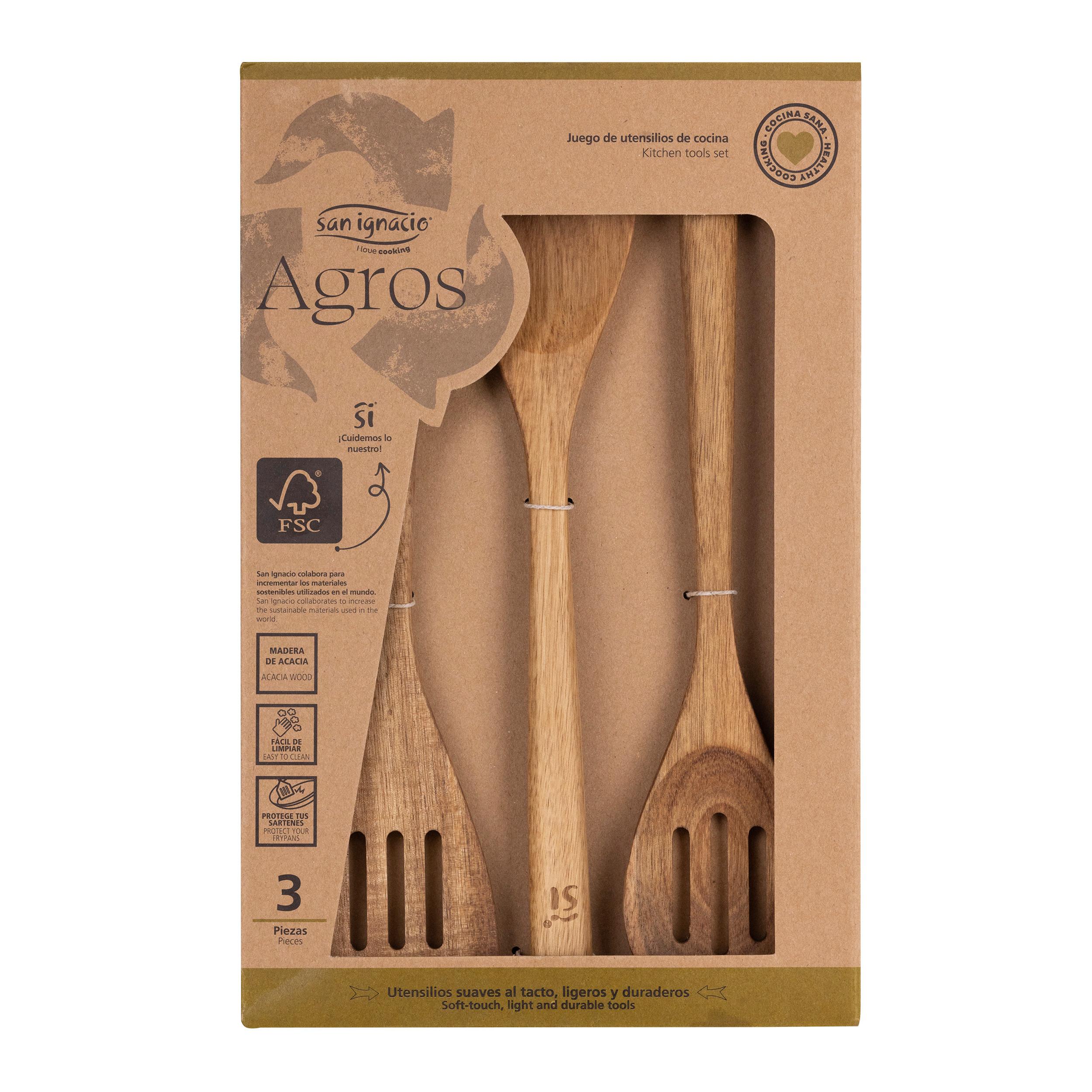 KÜCHENHELFERSET Nussbaumfarben 3-teilig - Nussbaumfarben, Basics, Holz (2.6/21.8/34cm)