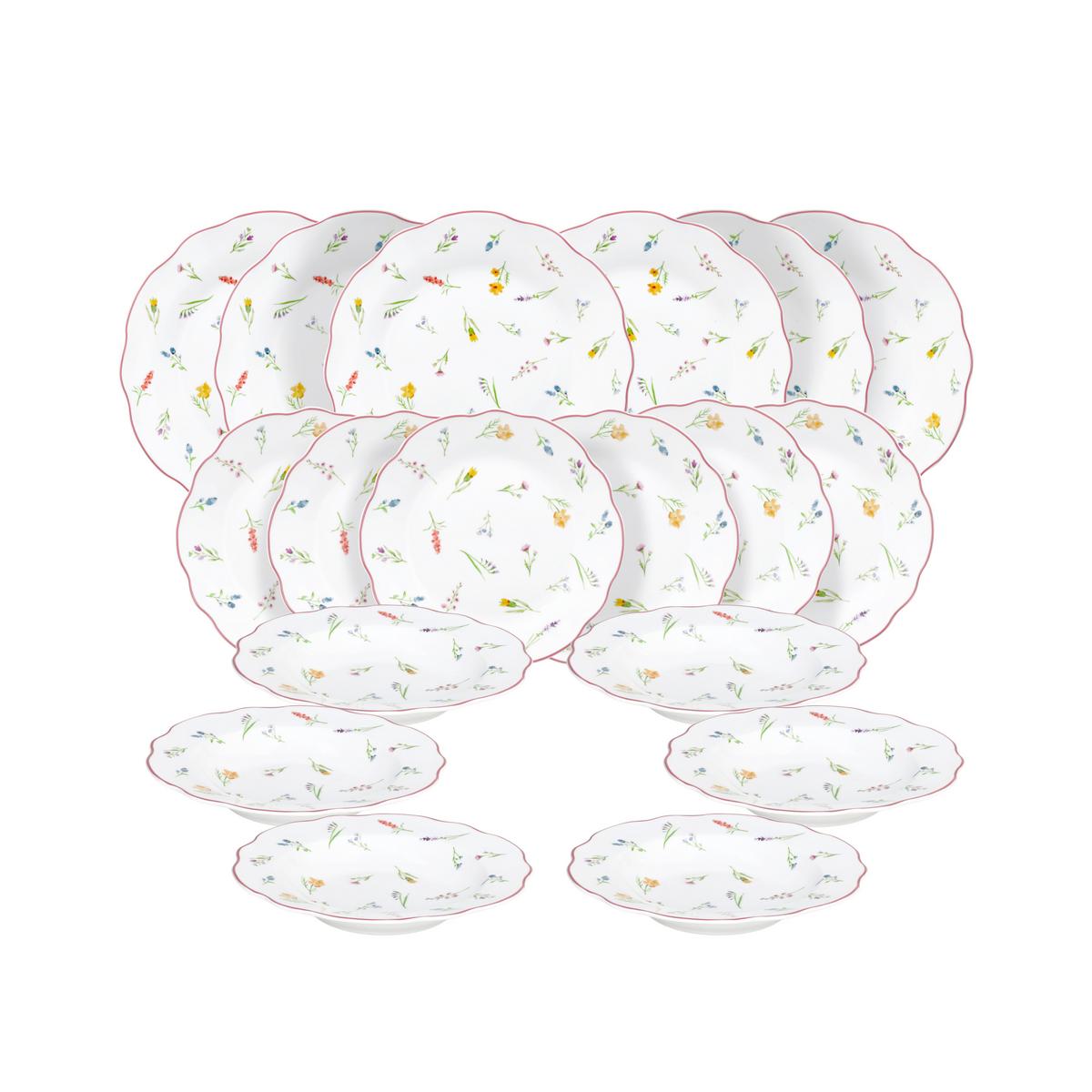 Kombiservice Millefiori Keramik 6 Personen Blumendekor - Multicolor, ROMANTIK / LANDHAUS, Keramik - Tognana