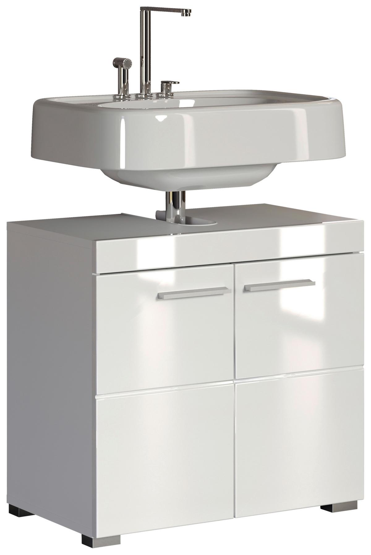 Waschbeckenunterschrank Amanda B: 60 cm Weiss - Silberfarben/Weiß, MODERN, Holzwerkstoff (60/56/34cm) - MID.YOU