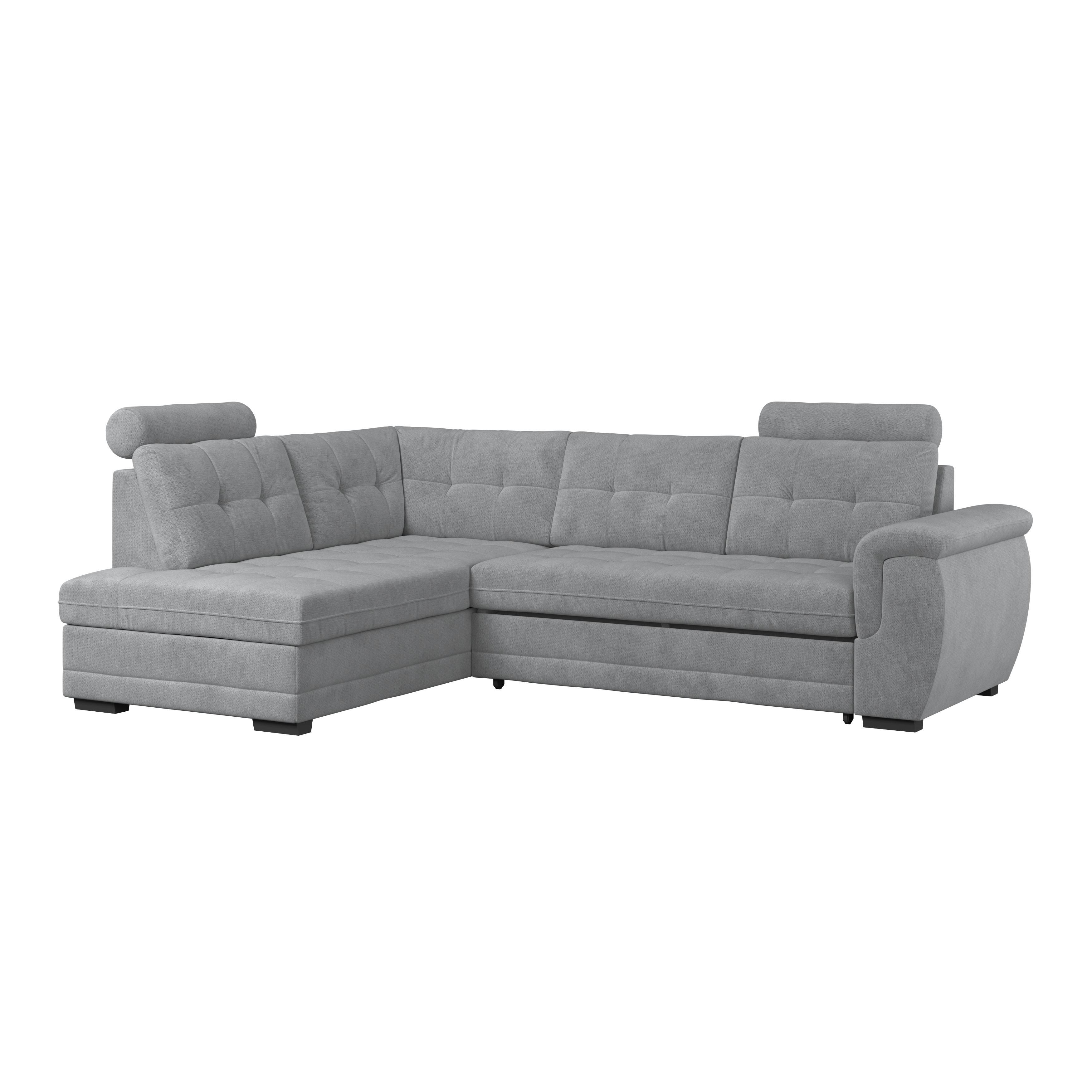 Ecksofa mit Schlaffunktion Falco new Grau 183x251 cm - Schwarz/Grau, KONVENTIONELL, Textil (183/251cm) - Ondega
