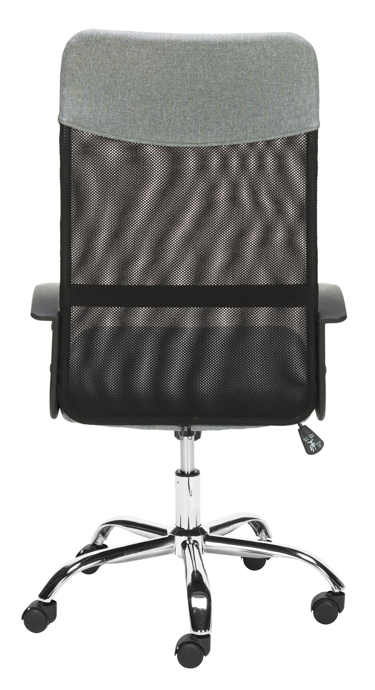 Drehstuhl Yan mit Armstützen Grau/Schwarz - Chromfarben/Schwarz, Design, Kunststoff/Textil (59,5/109,5-117/60cm) - Livetastic