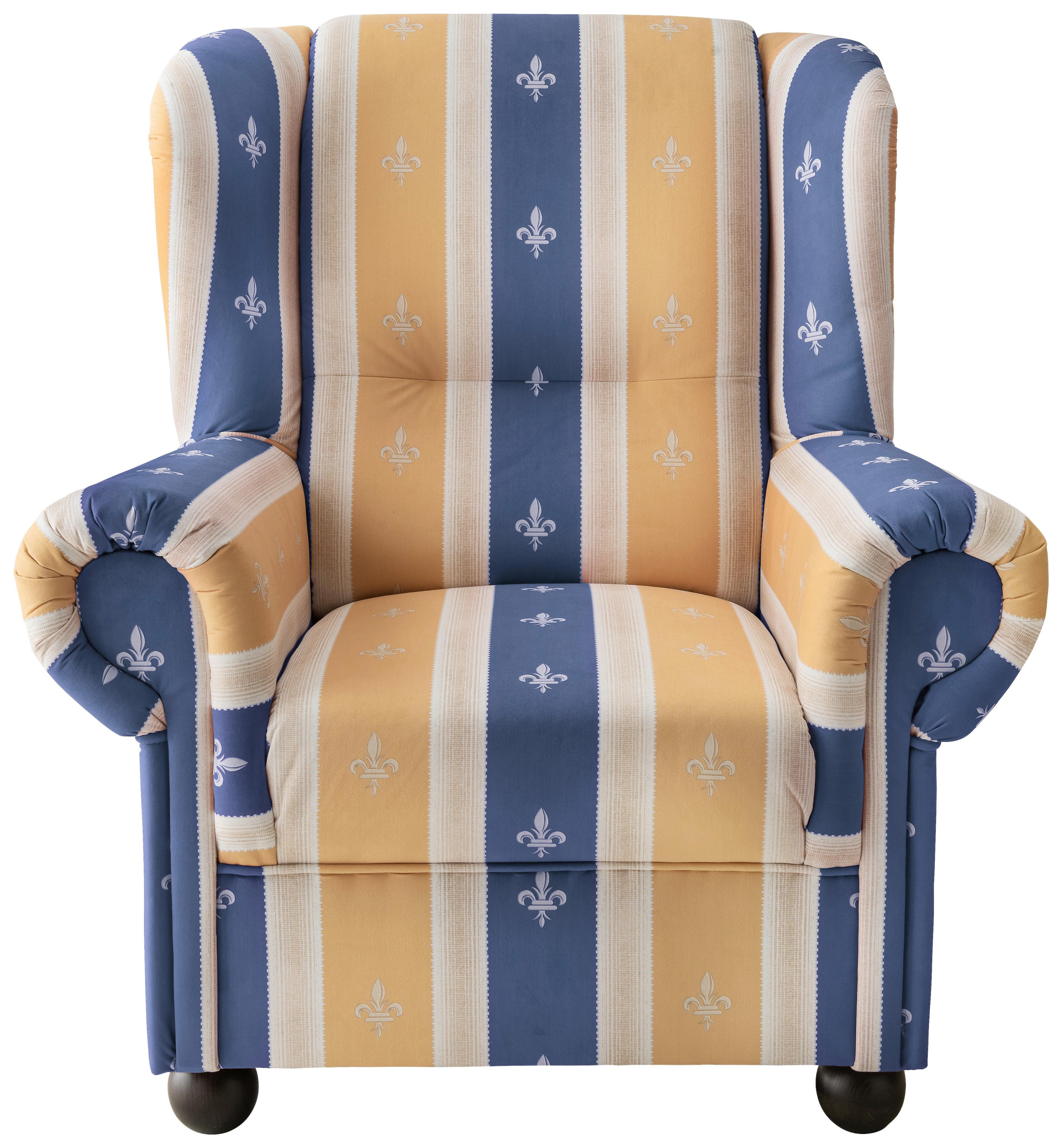 Ohrensessel Torello Blau B: 92 cm - Wengefarben/Blau, KONVENTIONELL, Textil (92/102/89cm) - Livetastic