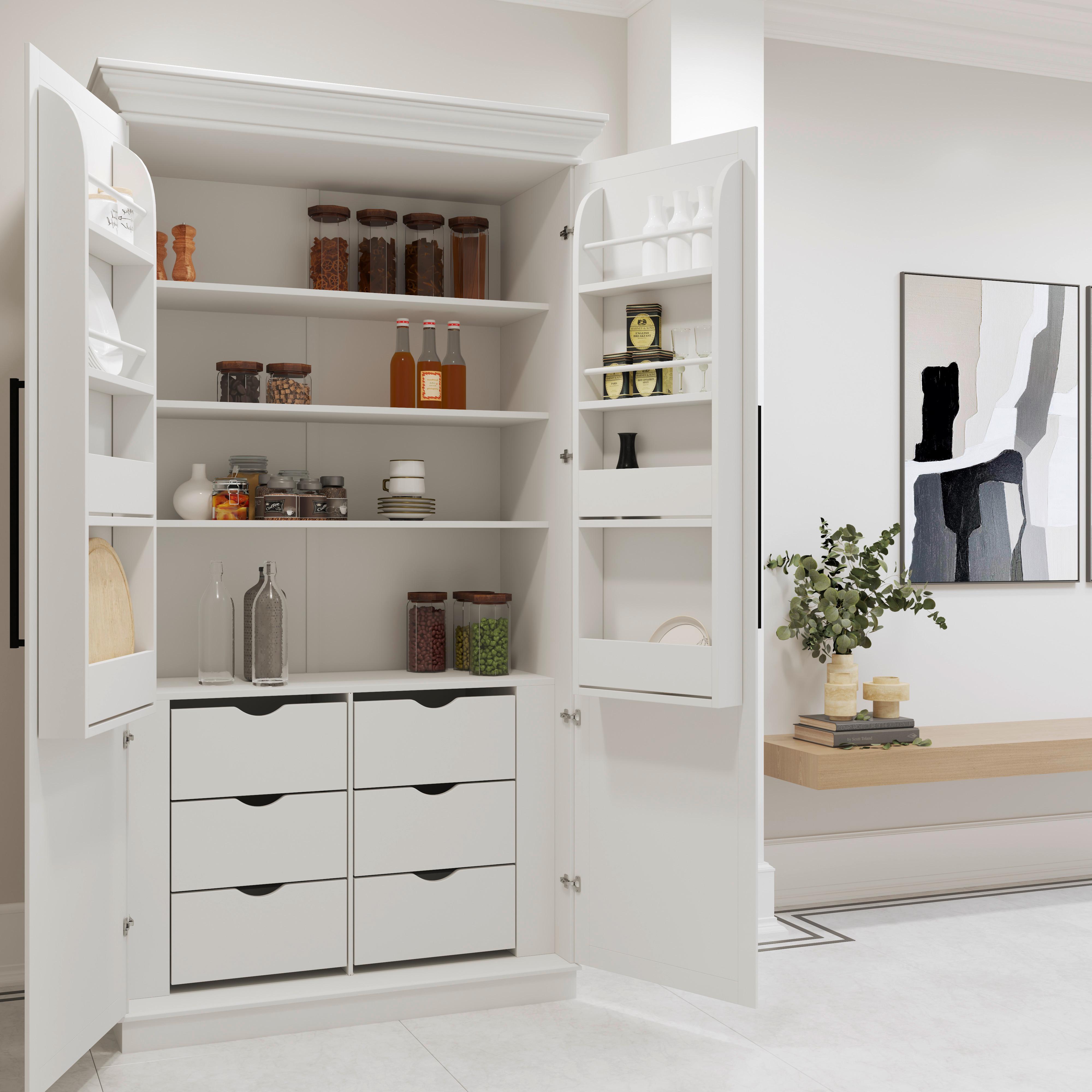 Príborník s vitrínou Alvaro, š: 122 cm - čierna/biela, Modern, kov/kompozitné drevo (121,5/220/55,5cm) - Bessagi Home