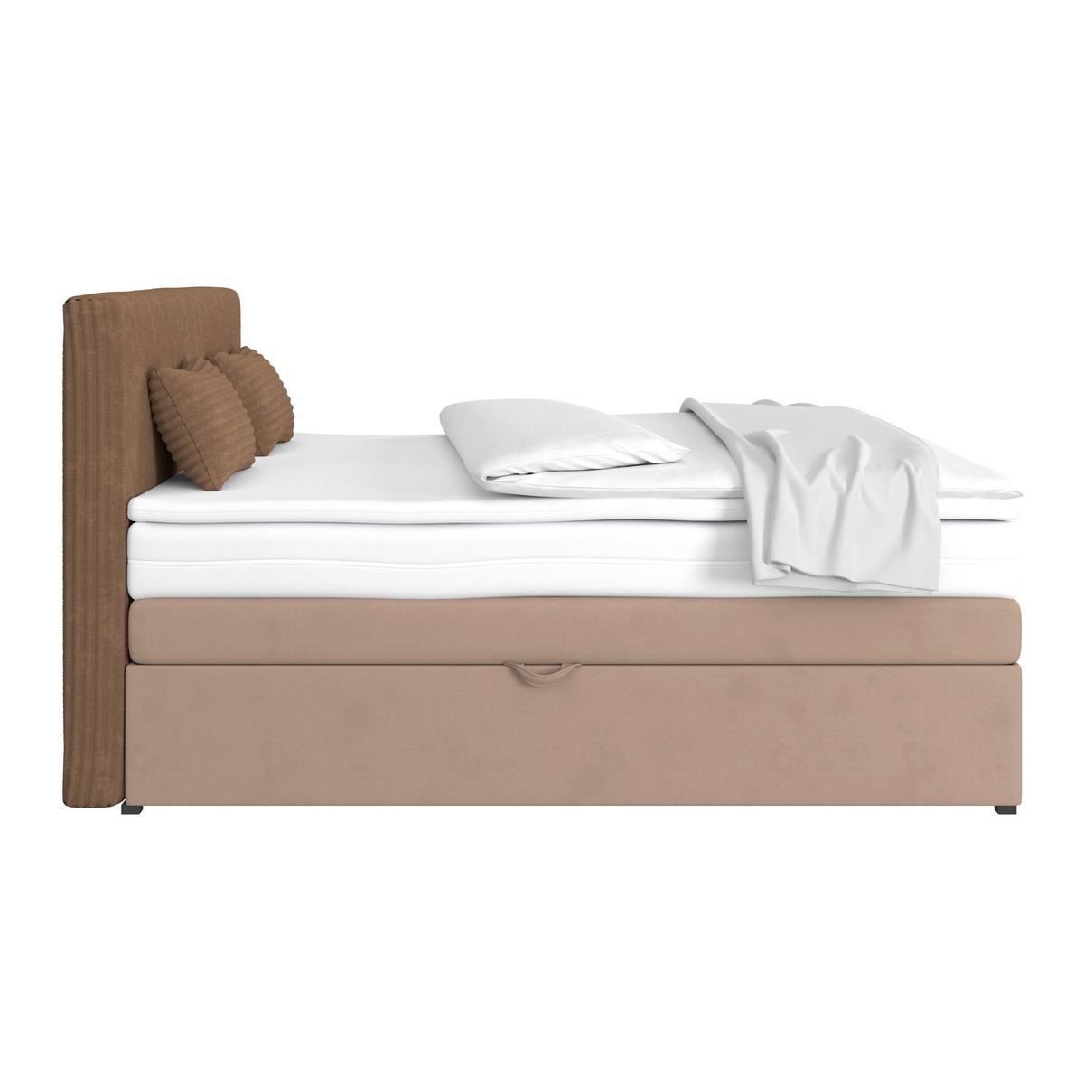 Boxspringbett Mit Topper Mit Bettkasten 180x200 Cm Rossa - Schwarz/Braun, MODERN, Holzwerkstoff/Textil (180/200cm)