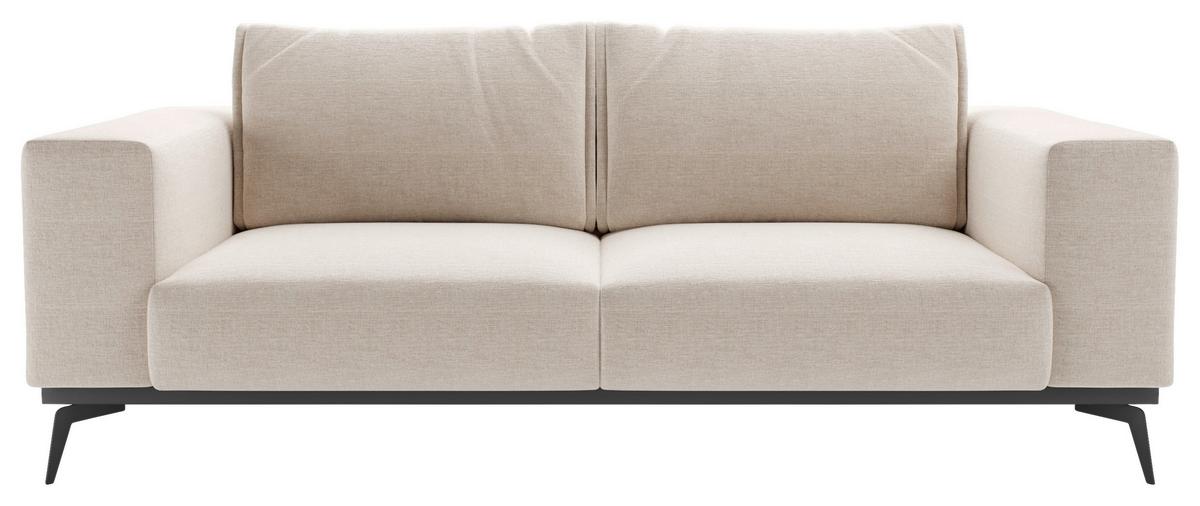 Dvojmiestna pohovka ISOLDE, krémová - čierna/krémová, Design, kov/drevo (250/87/95cm) - MID.YOU