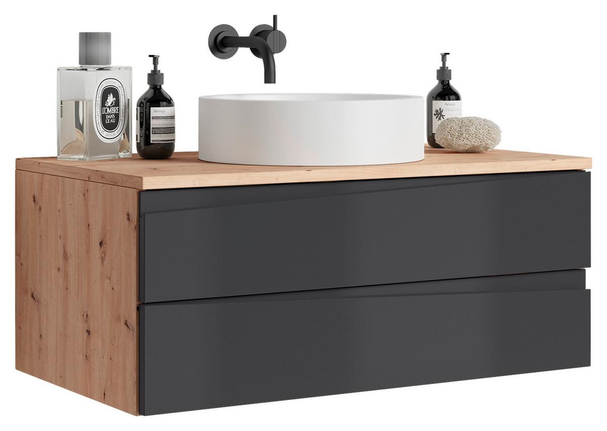 Waschbeckenunterschrank Shape Eiche Artisan/Anthrazit B:80cm - Anthrazit/Eiche Artisan, LIFESTYLE, Holzwerkstoff (80/33/47cm) - MID.YOU