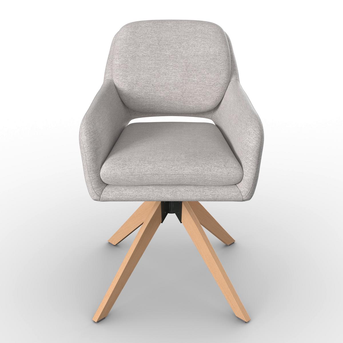 Židle s podrúčkami Adrien, šedobéžová - šedobéžová/přírodní barvy, Moderní, kov/dřevo (64/59/92cm) - Bessagi Home