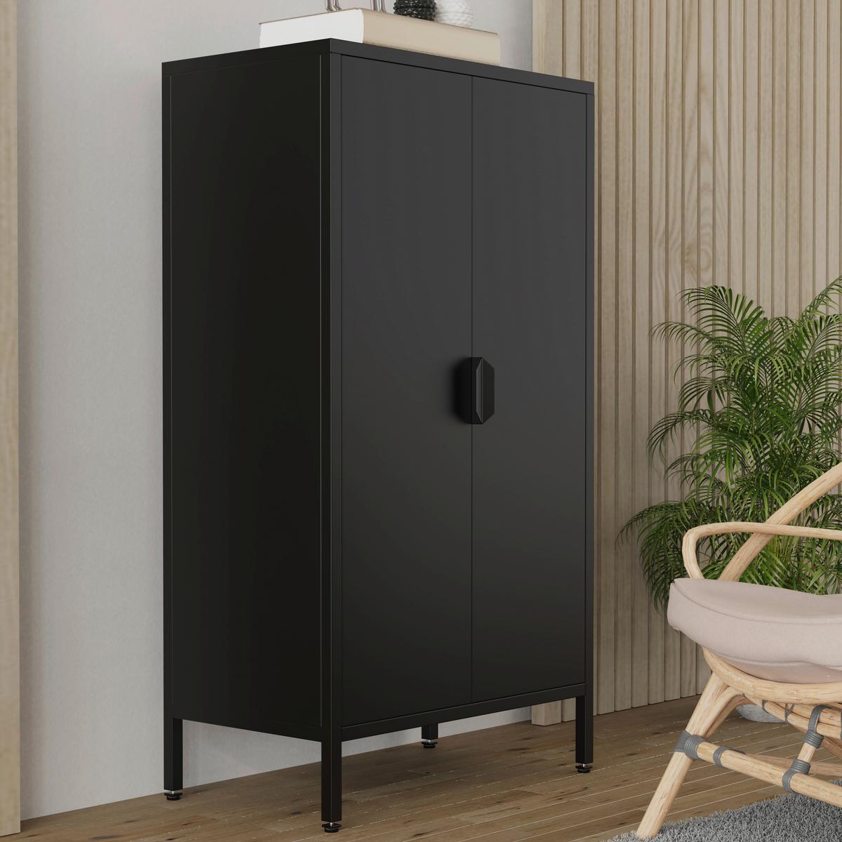 Highboard Flokas Schwarz B: 60 cm - Schwarz, Design, Metall (60/110/35cm) - MID.YOU