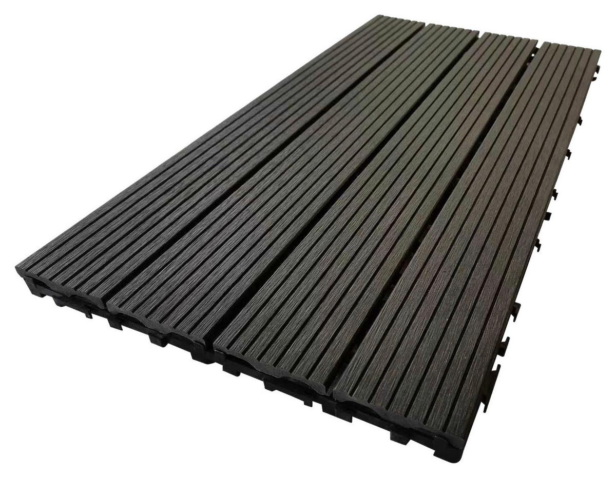 Terrassenfliese Puerto Picolo WPC, Anthrazit, 6 Stück - Anthrazit, KONVENTIONELL, Holzwerkstoff (60/30/2.4cm) - Prestige Home