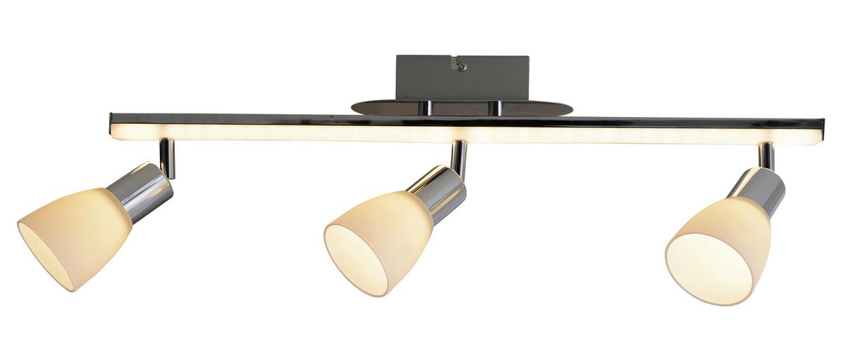 Strahler Ibiza 3-Flammig L: 60 cm - Chromfarben/Opal, Basics, Glas/Kunststoff (60/22cm) - Näve