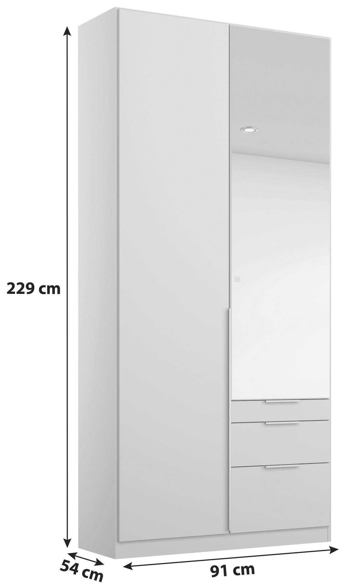 ŠATNÍ SKŘÍŇ S OTOČNÝMI DVEŘMI ALABAMA - barvy stříbra/světle šedá, Moderní, kompozitní dřevo (91/229/54cm)