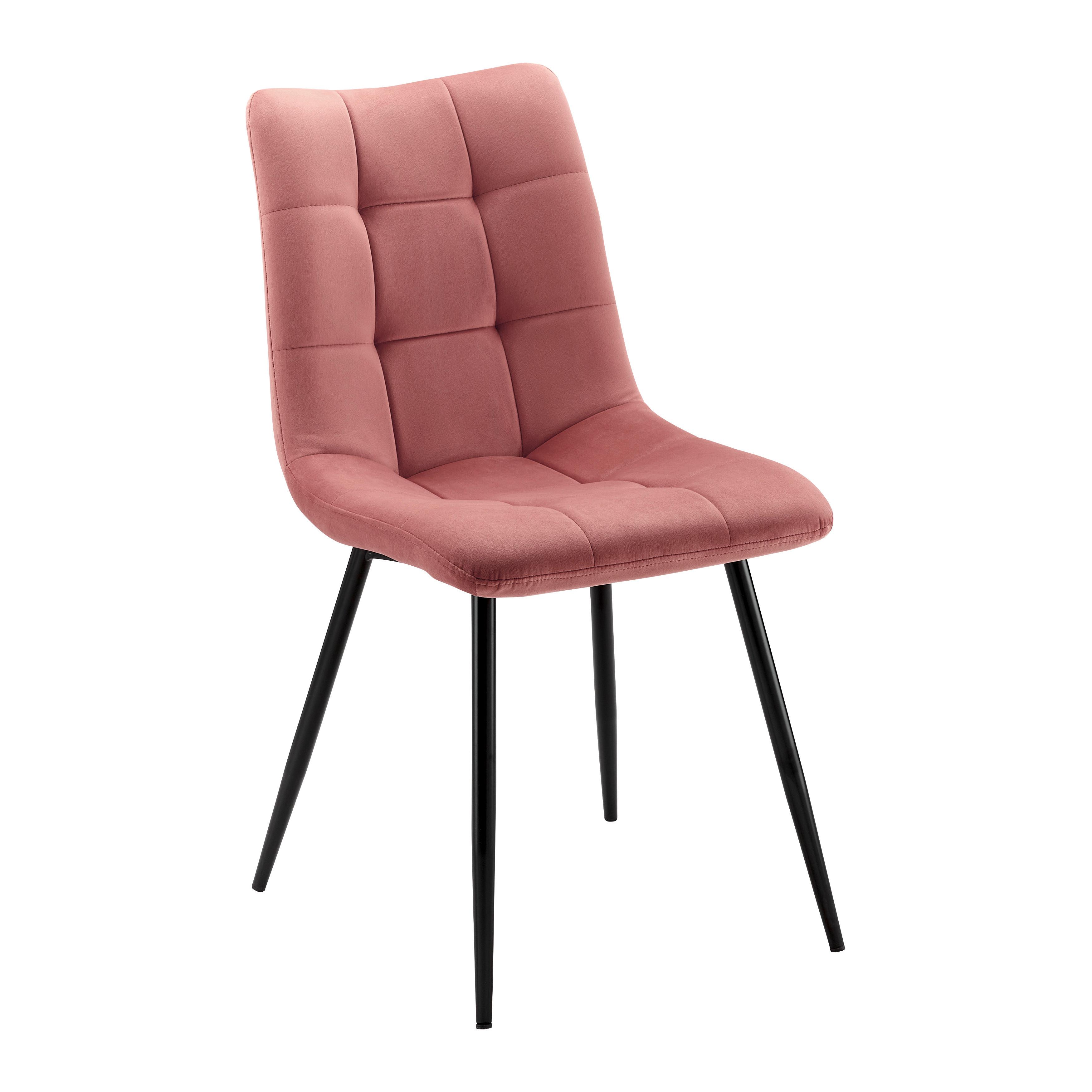 Elegantní židle SURI růžová - růžová/černá, Moderní, kov/dřevo (46/87/59cm) - Bessagi Home