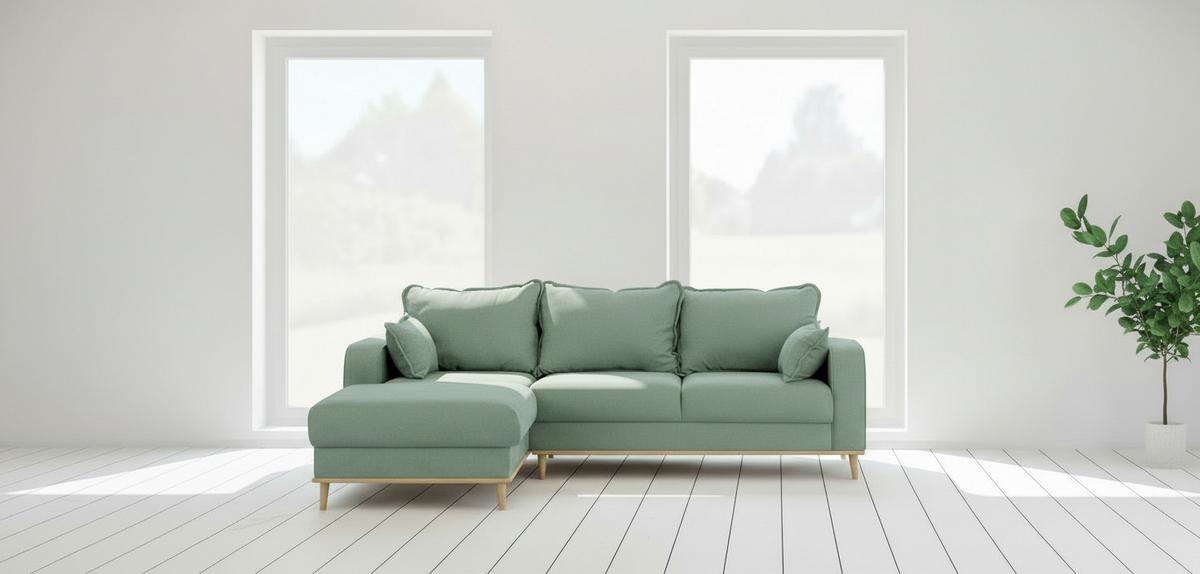 Ecksofa Beata Mintgrün S: 150x230 Cm - Wengefarben/Mintgrün, Design, Textil (150/230cm) - Livetastic