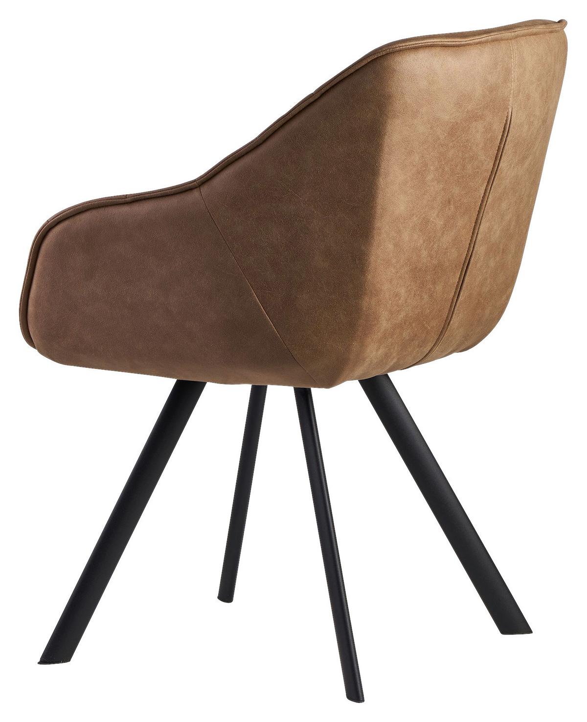 Židle s područkami WOHNLING  hnědá - černá/béžová, Moderní, kov/textil (60/85/64cm) - MID.YOU