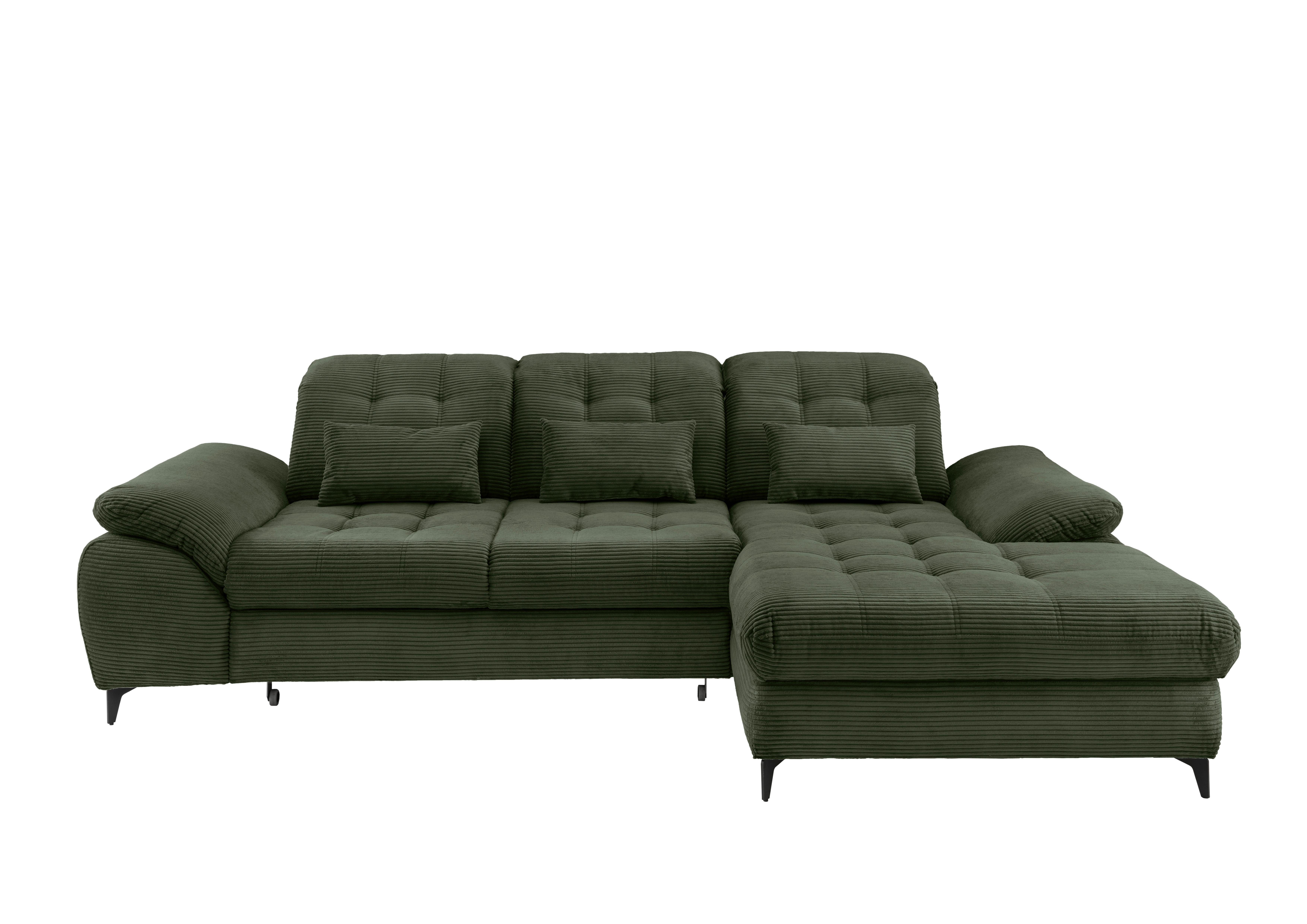 Eckschlafsofa Delphino Dunkelgrün S: 273x189 cm - Dunkelgrün/Schwarz, MODERN, Textil (273/189cm) - Livetastic