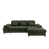 Eckschlafsofa Delphino Dunkelgrün S: 273x189 cm - Dunkelgrün/Schwarz, MODERN, Textil (273/189cm) - Livetastic