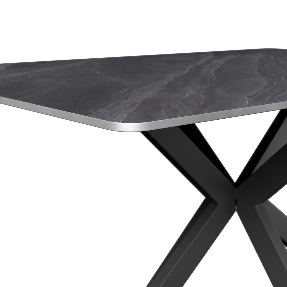 Esstisch Leon Keramik hellgrau, B: 140cm - Schwarz/Grau, Trend, Stein/Metall (140/90/75cm)