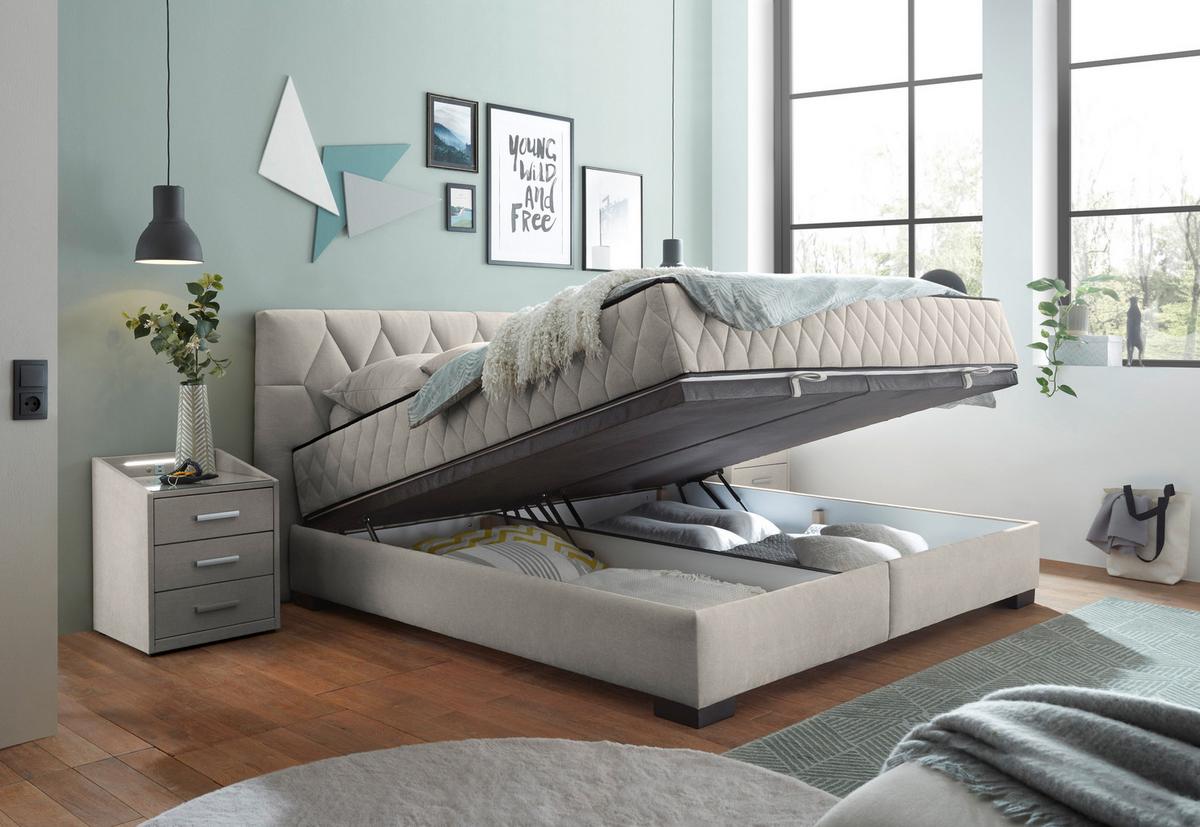 Boxbett Nagol B - Beige/Schwarz, MODERN, Holzwerkstoff/Textil (180/200cm) - MID.YOU